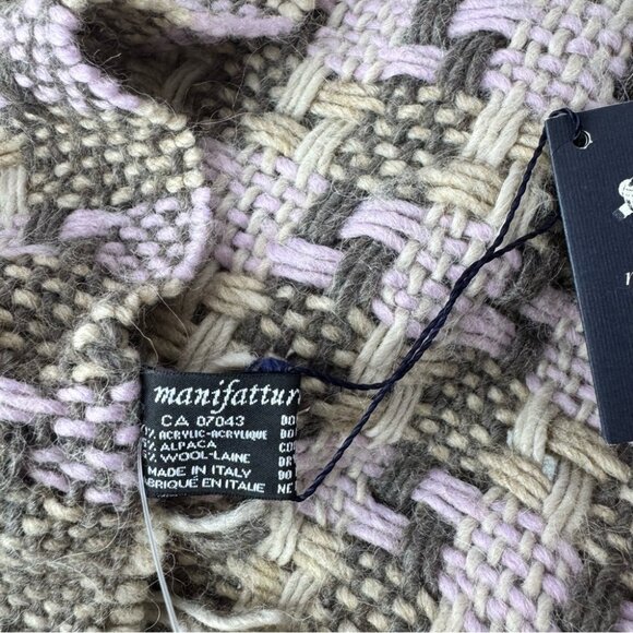 Scarf Italy ๐ฎ๐น alpaca ๐ฆ wool Manifattura almar Elegant Brown Patterned Scarf - Picture 7 of 11